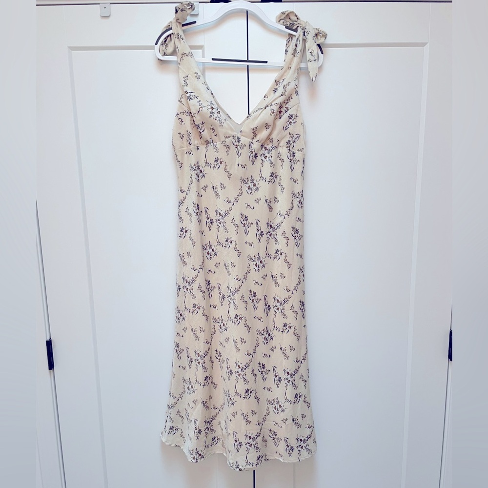 Cream floral dress with tie straps